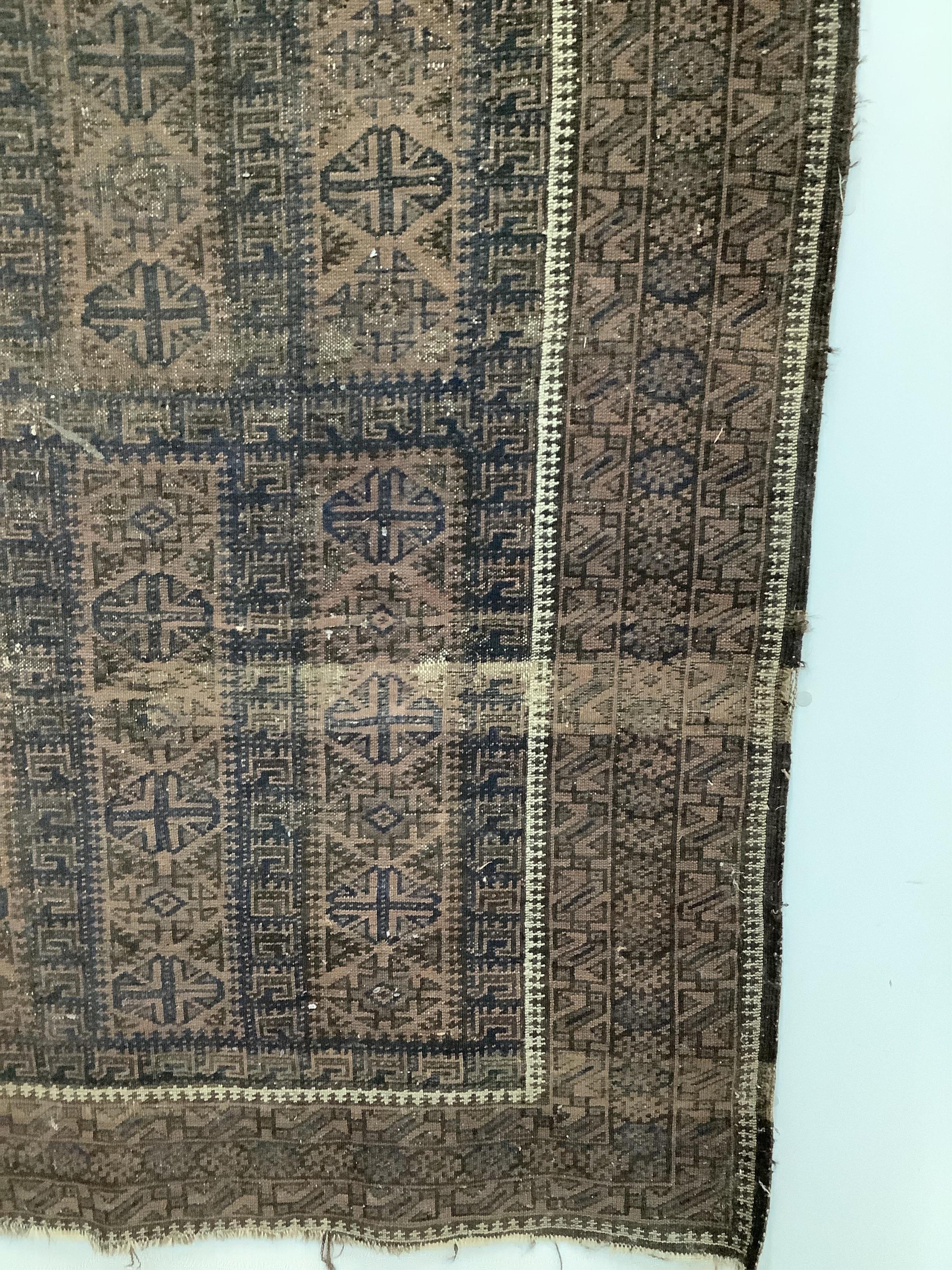 Two rugs, larger 210 x 120cm. Condition - poor to fair